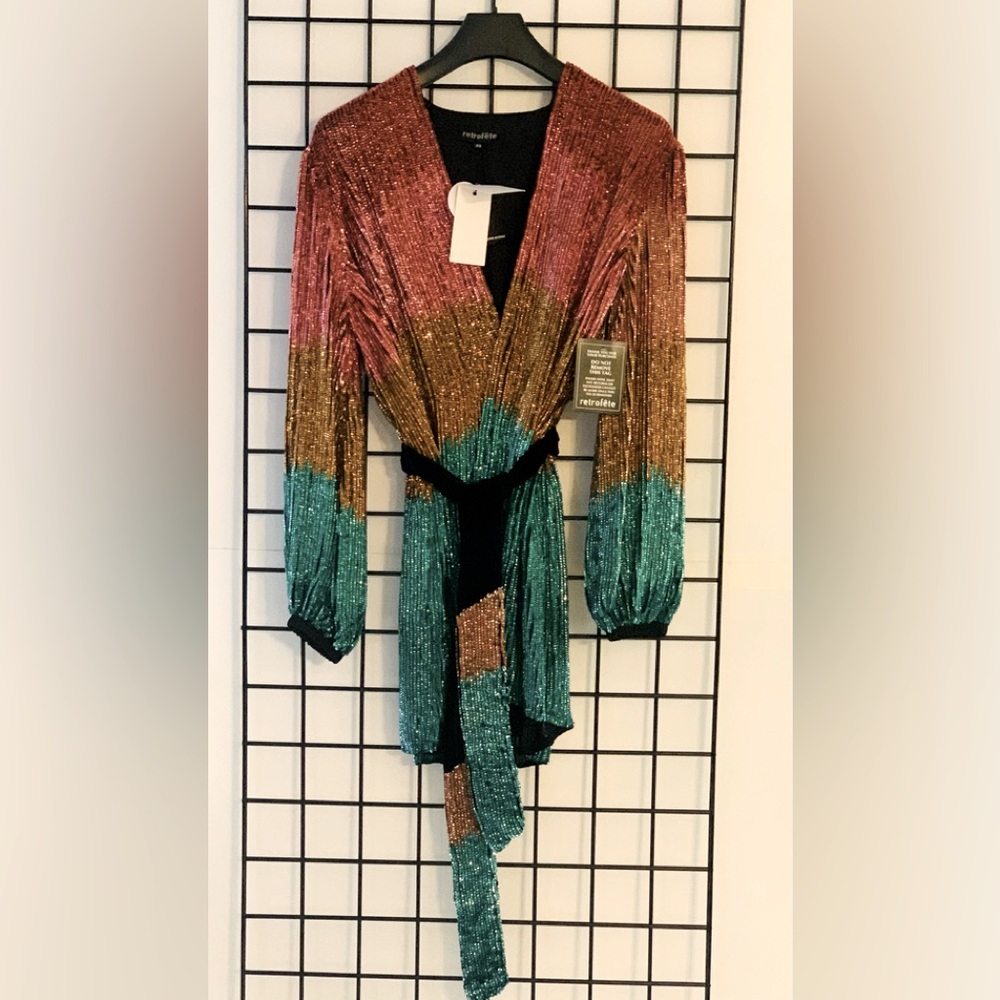 Retrofete Gabrielle Sequin Ombre Robe Dress - Picture 7 of 9